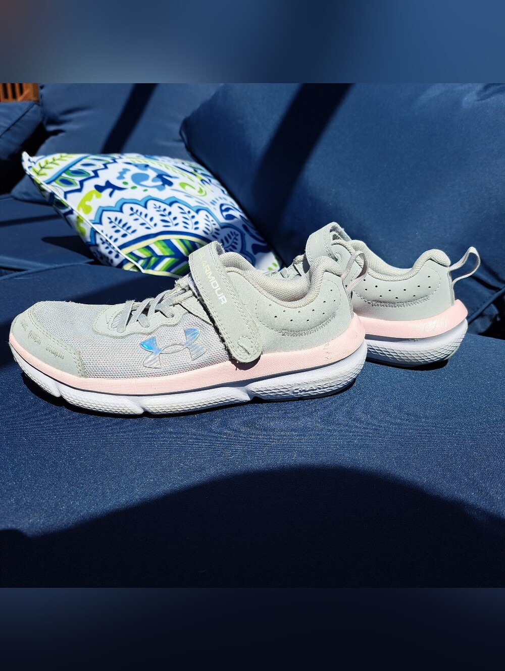 Under Armour Kids Gray and Pink Lightweight Sneakers
